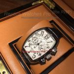  Copy Franck Muller Cintree Curvex White Case With Black Leather Strap.